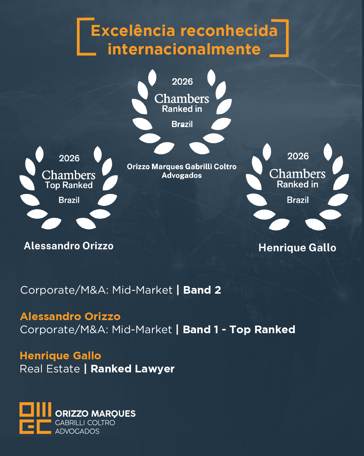 Orizzo Marques Advogados no Chambers and Partners 2026